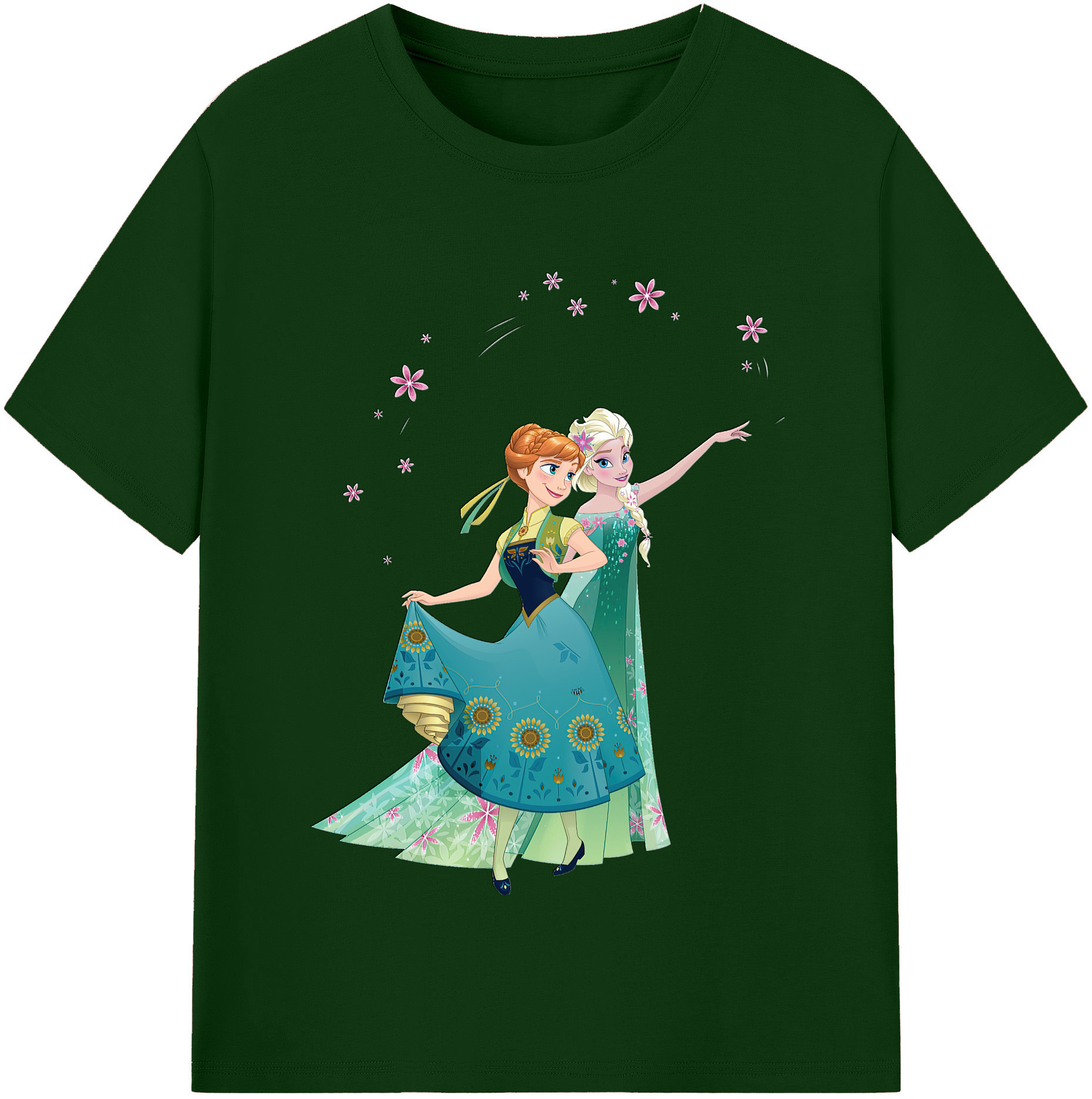 （画像用） アナと雪の女王 アンナ エルサ Frozen Anna Elsa 綿100％半袖Tシャツ（フロントプリント）